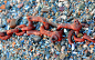 海 砂砾 生锈 铁链
