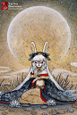 Reflexionar / Luna conejo Bunny Girl Yokai por TeaFoxIllustrations