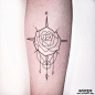 小臂线条玫瑰纹身图案
