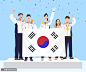 韩国国旗年轻运动员金牌得主运动竞技插画 健身运动 世界杯