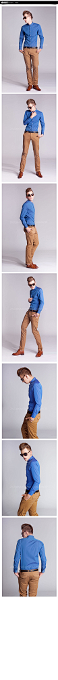 潮Q9衬衫 2013韩版新男士韩版修身长袖衬衣 商务时尚休闲纯色衬衫-tmall.com天猫
