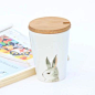 原来是泥|手工创意陶瓷杯 手绘素描兔子马克杯水杯带盖牛奶杯