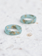 Aquamarine Blue Resin Ring Gold Flakes Stacking Faceted Ring OOAK pastel minimalist jewelry minimal chic : ***New resin rings collection!*** This small subtle semitransparent aquamarine faceted ring is made from high quality eco-resin resin. The ring cont