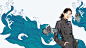 三越伊勢丹 JAPAN SENSES うみの美 : Drawings for main visual of the quarterly event called "JAPAN SENSES". I drew " waves" and "imaginary sea creatures" for this events ads.  This main visual is used for website, streamer, and store in