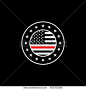 Red Line Flag Badge Round