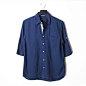 【Geek】春夏 大自然素材亚麻 暗拼做旧红白蓝织带男士五分袖衬衫
