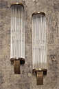 Italian 60's Pair of Tubular Glass Sconces | From a unique collection of antique and modern wall lights and sconces at https://www.1stdibs.com/furniture/lighting/sconces-wall-lights/: 