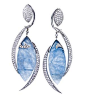 18kt White Gold and Aquamarine Earrings with Diamonds. 44 ct.: 