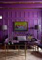 love this deep purple room with plain floor of Steven Gambrel