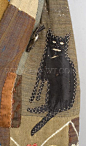 Antique Skirt, Applique Story Skirt, in the manner of Harriet Powers, cat detail