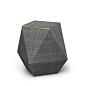 ZEPHYR SIDE TABLE -   Side table wrapped in charcoal raffia matting with a cerused wood top accented with brass trim. Raffia is natural and may vary in color and texture. Measurements 25.5"w x 25.5"dp x 22.5"h Weight 33 lbs.