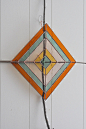 NEW Wissahickon 6 -- large stained glass god's eye -- ojo de dios -- glass and found object -- eco friendly