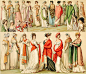 16—18世纪的欧洲服饰图鉴，绘制与19世纪末。