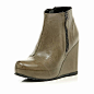 【琼子代购】英国正品RIVERISLAND1.6BEIGE WEDGE ANKLE BOOTS