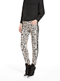 Safari Geo Print Coated Cotton Twill Flat Front Ankle Skinny Pant With Solid Side Seams - DKNY