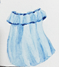 蓝色裙子1 #水彩#