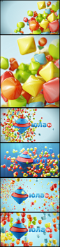 ULA tv ident – Philipp Pavlov ae motion graphics 3d c4d maya candy 卡通少儿频道栏目包装五彩缤纷彩色糖果动力学视频素材影视制作模板渲染动画3d运动图形