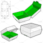 快餐汉堡盒和模切图案。eps文件具有完整的规模和功能。为真正的纸板制作准备。