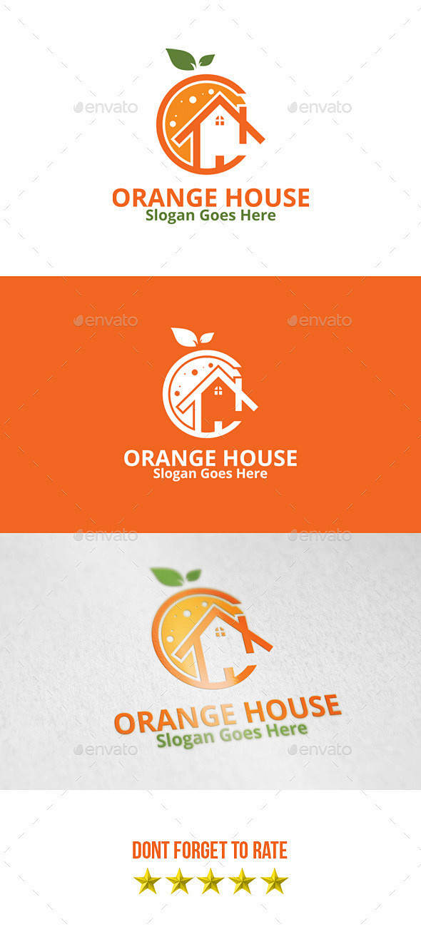 橙色的房子的标志,标志建筑模板Orang...