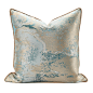 新品现代简美抽象绸缎蓝色抱枕高端样板房子客厅沙发靠垫方枕靠包-淘宝网