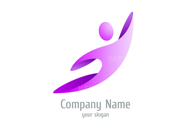 紫色立体抽象人形logo矢量素材