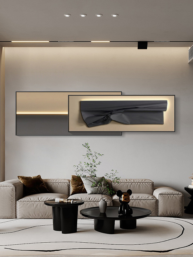 现代轻奢客厅装饰画意式极简沙发背景墙挂画...