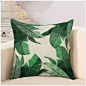 外贸森林 芭蕉绿色植物棕榈树叶手绘棉麻抱枕被沙发靠垫-淘宝网