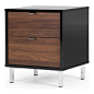 Made.com - Latymer Bedside Table, Walnut Effect and Black Gloss - Adjustable Beds