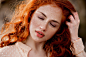 People 2048x1365 women model redhead face closed eyes freckles