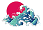 日本日系日式传统花样图案和风仙鹤松树鲤鱼波浪纹印花背景填充图案矢量AI源文件素材