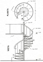 螺旋形楼梯的尺寸图。设计参考
