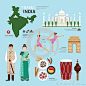 Travel Concept India Landmark Flat Icons Design .Vector