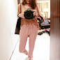 FAIRY WANG 裸粉色棉麻时装裤 T1308036