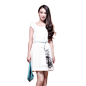 RMEO/浪漫一身 2013女装新款 韩版 印花圆领 短袖修身连衣裙 w8211520
