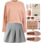 A fashion look from September 2015 featuring sweat shirts, short skirts and platform shoes. Browse and shop related looks.