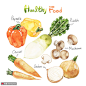 手绘蔬菜 新鲜美味 健康蔬果 水彩水果插画PSD09食品插画素材下载-优图网-UPPSD