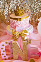 Pink and Gold Birthday Party decorations! See more party planning ideas at CatchMyParty.com!: 