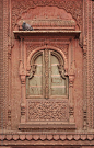 An ornate window in the city of Bikaner, India