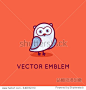 Vector logo design template in cartoon flat linear style - little smart owl - emblem, sticker or badge for kids store, shop, packaging, clothes, company making child goods<br/>