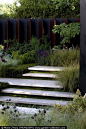 Contemporary urban garden with different levels