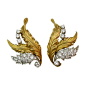 McTeigue Gold & Diamond Acanthus Leaf Earclips
