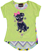 RMLA Little Girls' “Magic Pug” T-Shirt (Sizes 4 – 6X) : A glittery graphic at front combines with a colorfully patterned back panel in this RMLA T-shirt. Details include an extended back hem and a reinforced neckline. 
 
60% Cotton, 40% Polyester 
Machine