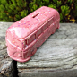 Stoneware Pottery Pink Campervan Money Box - Clay Money Box - Camper Gifts : Handmade stoneware pottery moneybox campervan.  This camper moneybox comes in a gorgeous shade of pink with purple & pink spots. There is a