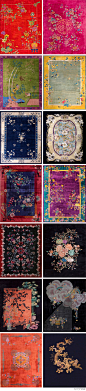 美丽的中国传统图案地毯儿，龙和刺绣的搭配相得益彰。更多：http://t.cn/zYgiFVh