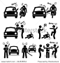 Road Bully Driver Rage Stick Figure Pictogram Icons