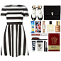 A fashion look from December 2015 featuring a line dress, leather purse and gold jewelry. Browse and shop related looks.
