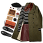 A fashion look from July 2017 featuring striped sweater, double breasted pea coat and short mini skirts. Browse and shop related looks.