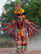 Yawalapiti men (Amazonia) dance during the quarup