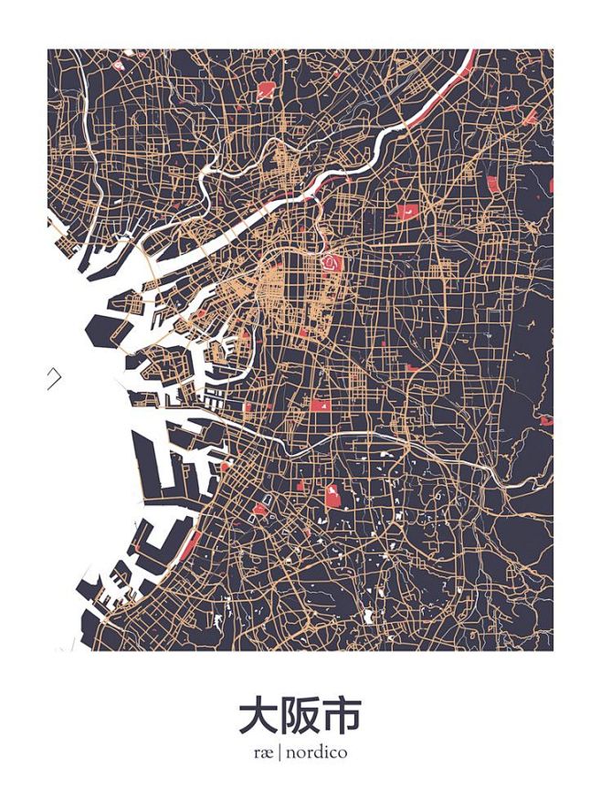 Osaka map print: 