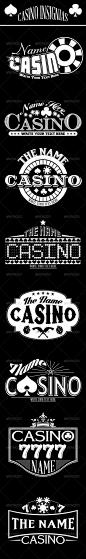 Casino Insignias, they are perfect to use as logos, poster, labels, sticker or flyer, packing product design, website promotion graphics or print design: 